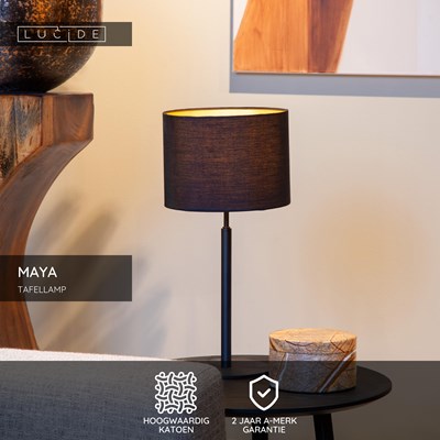 Lucide MAYA - Tafellamp - Ø 26 cm - 1xE27 - Zwart